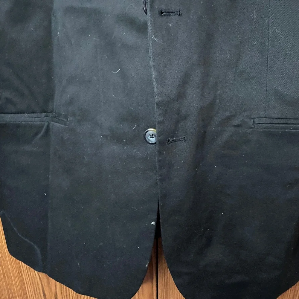 Merona Blazer Jacket Mens 42R Black Two Button Formal Professional Solid Classic
